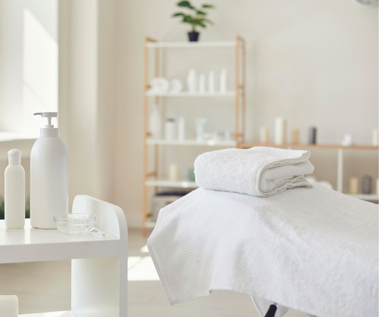 Clean wellness practice setup with natural deodorant and body care products