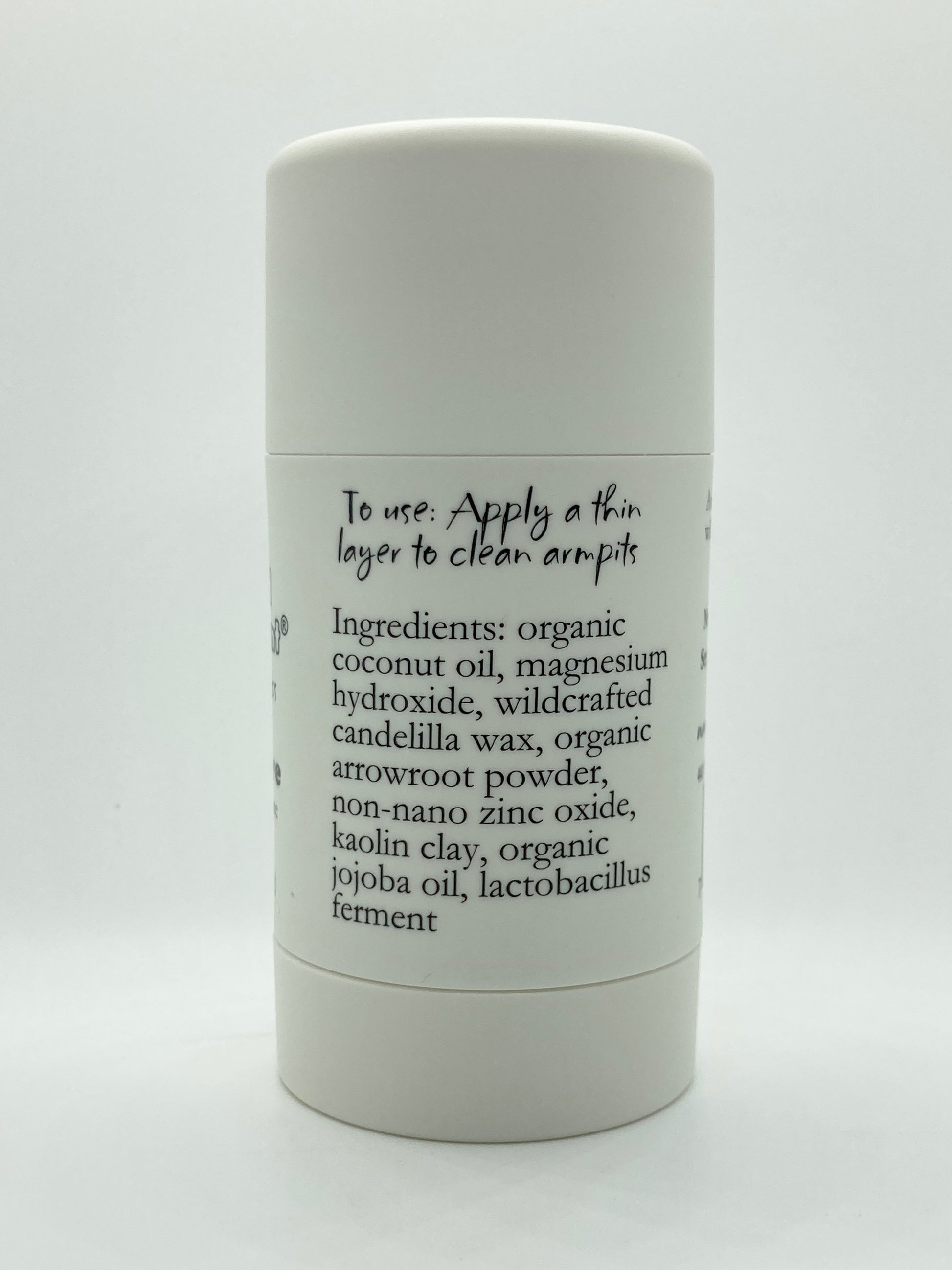 Island Deodorant Sensitive baking soda free natural deodorant with probiotics in white stick container.