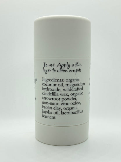 Island Deodorant Sensitive baking soda free natural deodorant with probiotics in white stick container.