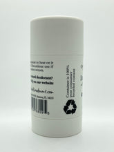 Side view of Island Deodorant low baking soda organic deodorant formula for sensitive skin container showing usage tips, ingredient details, and eco-friendly packaging information