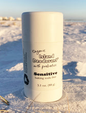 Baking-soda-free sensitive natural deodorant stick with probiotics in post-consumer recycled plastic – aluminum-free organic formula by Island Deodorant.