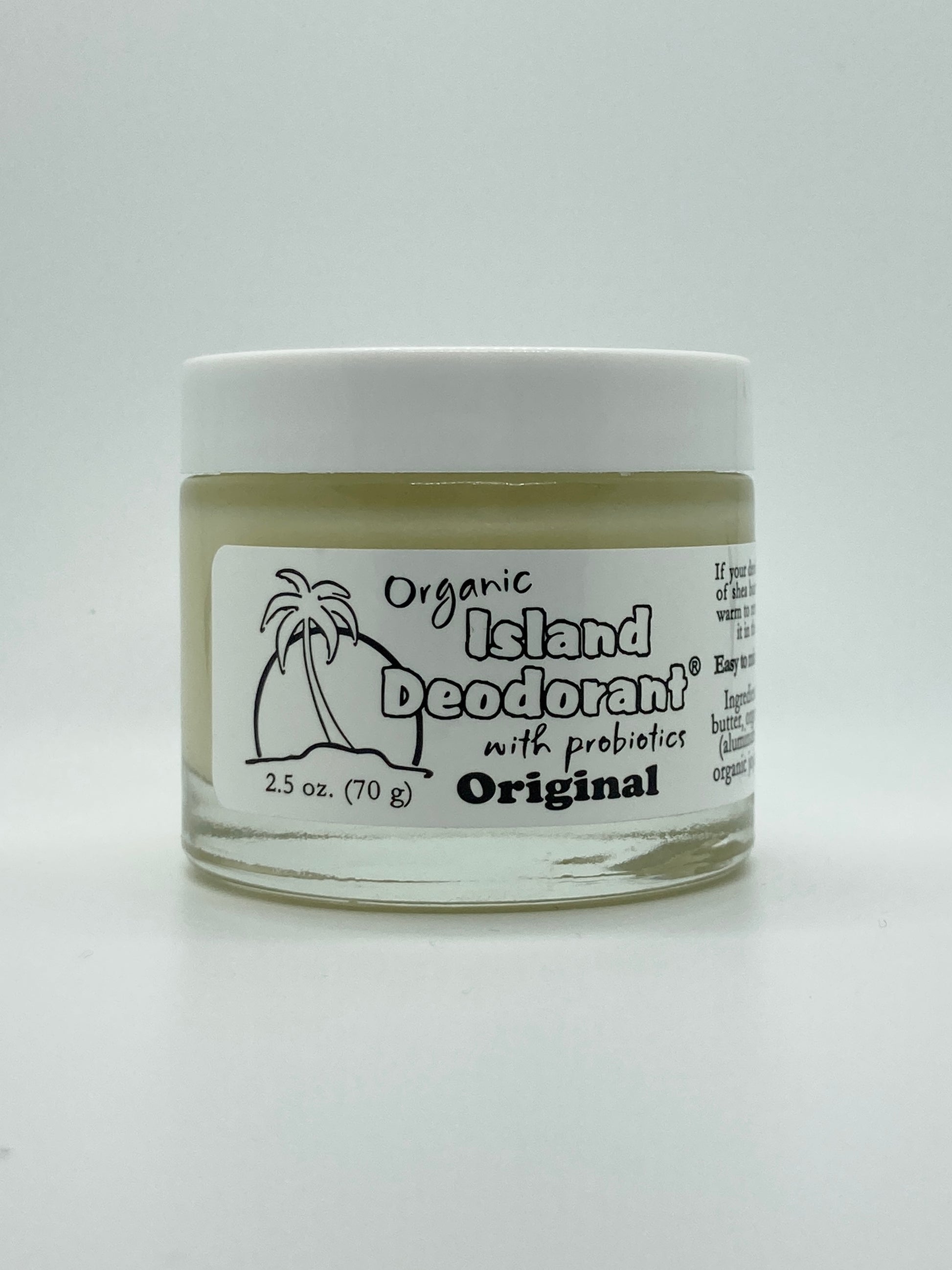 Organic natural cream deodorant with probiotics – aluminum-free unscented Original formula by Island Deodorant.