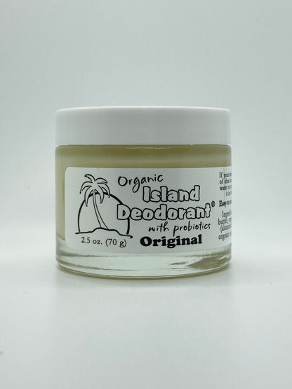 Organic natural cream deodorant with probiotics – aluminum-free unscented Original formula by Island Deodorant.