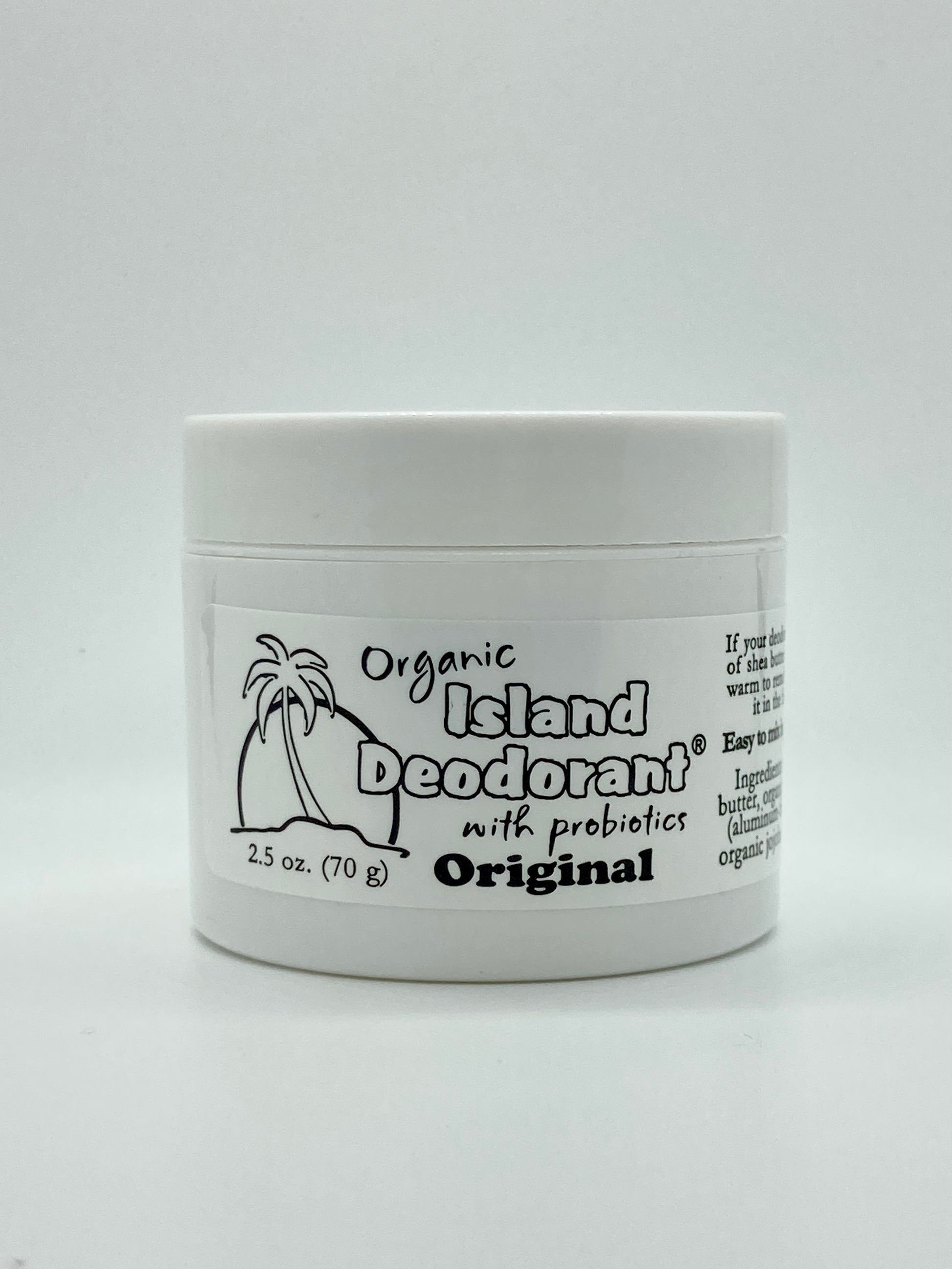 Organic natural cream deodorant with probiotics – aluminum-free unscented Original formula by Island Deodorant.