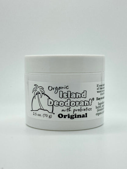 Organic natural cream deodorant with probiotics – aluminum-free unscented Original formula by Island Deodorant.