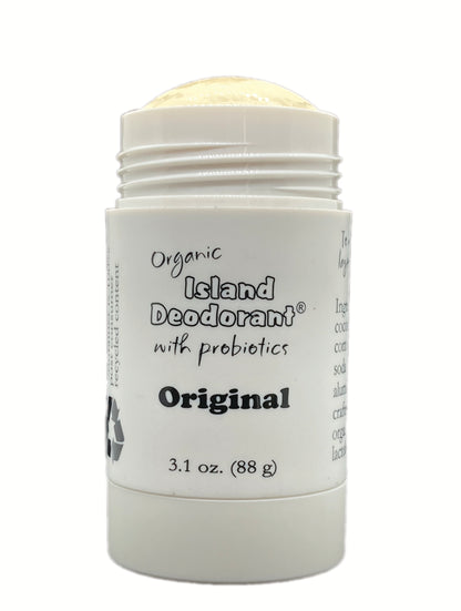 Unscented organic natural deodorant stick in post-consumer recycled plastic – aluminum-free Original formula.