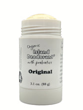 Open Original formula organic deodorant stick without the cap, showing the texture of the natural, aluminum-free deodorant with probiotics