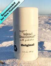 Organic natural deodorant stick with probiotics in post-consumer recycled plastic – aluminum-free unscented Original formula by Island Deodorant.