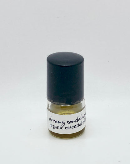 1ml sample bottle of Dreamy Sandalwood Tonka essential oil perfume – natural oil-based perfume by Island Deodorant