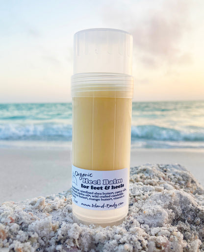 Natural heel balm stick for repairing cracked heels – organic moisturizing foot balm with nourishing oils.