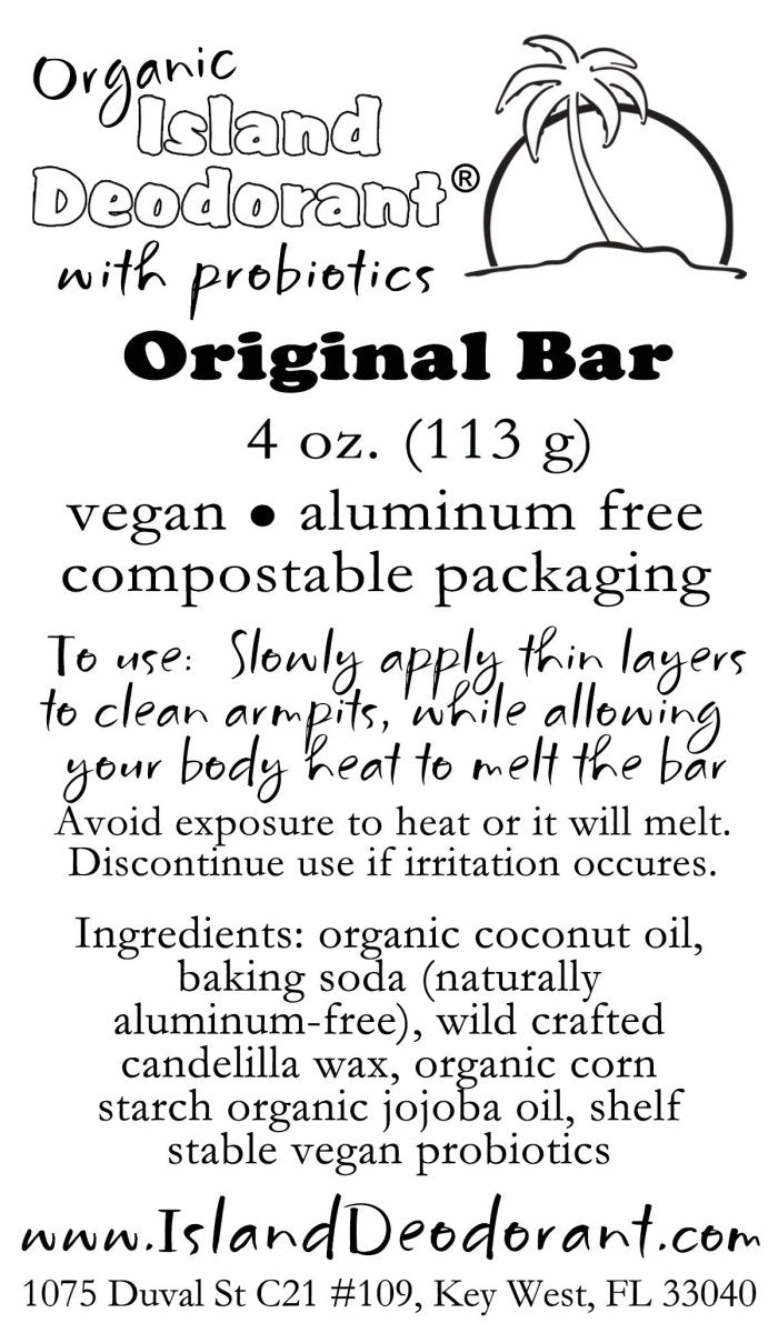 4 oz Original Zero Waste Organic Deodorant Bar with Probiotics