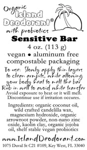 Zero Waste Sensitive Deodorant Bar with Probiotics